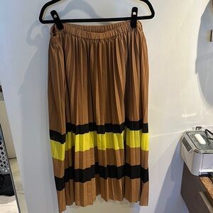 Brown and Yellow Pleated Skirt